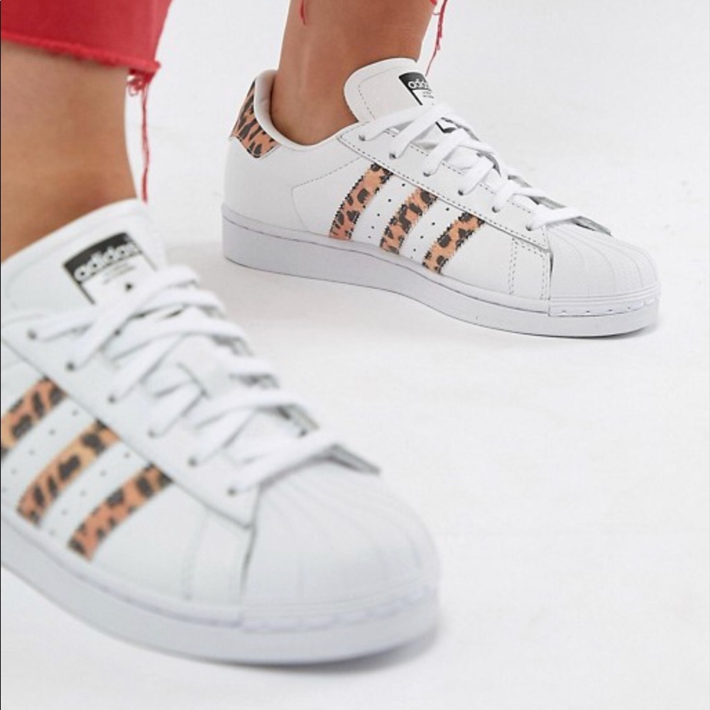 adidas Originals Superstar with Leopard Print Trim